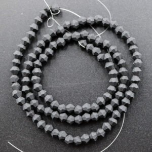 Matte, Bikoniske glasperler Sorte 3,5mm