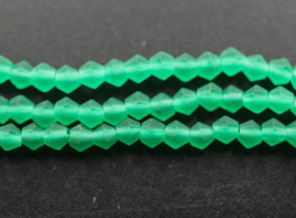 Matte, Bikoniske glasperler Grønne 3,5mm