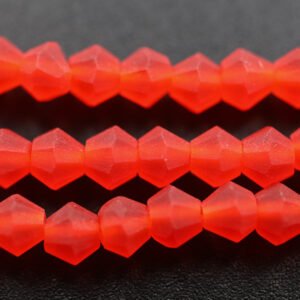 Matte, Bikoniske glasperler Røde 3,5mm