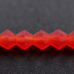 Matte, Bikoniske glasperler Røde 3,5mm