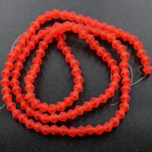 Matte, Bikoniske glasperler Røde 3,5mm