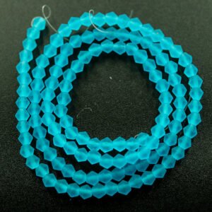 Matte, Bikoniske glasperler Himmelblå 3,5mm