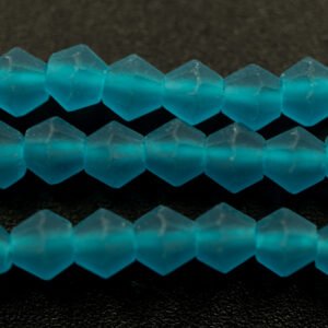 Matte, Bikoniske glasperler Stålblå 3,5mm