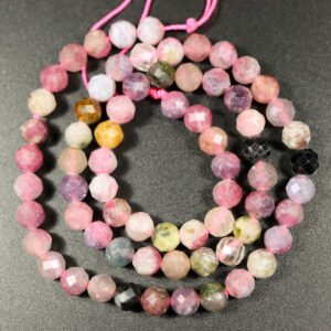 Facetterede, pink/multifarvede turmaliner 6 mm