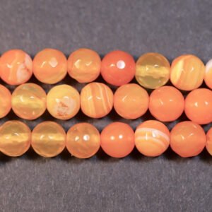 Facetteret, orange agat 6mm