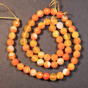 Facetteret, orange agat 6mm