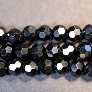 Facet glasperler 4 mm, Black