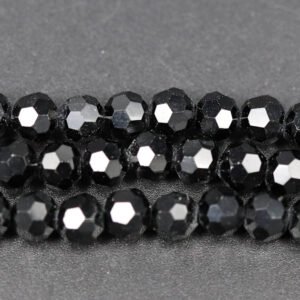 Facet glasperler 6 mm, Black