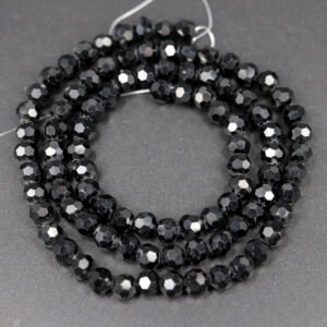 Facet glasperler 6 mm, Black