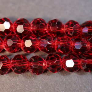 Facet glasperler 6 mm, Dark Red