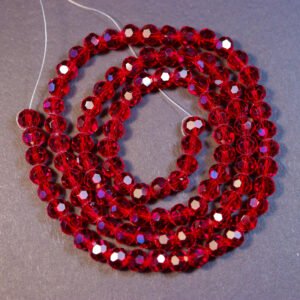 Facet glasperler 6 mm, Dark Red