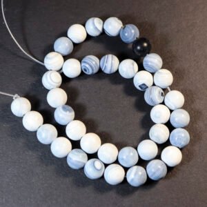 Stribet agat Blå/Hvid10 mm
