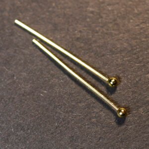 100 stk. Perlestave i forgyldt stål med kugle 0,6 mm