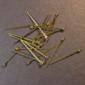 100 stk. Perlestave i forgyldt stål med kugle 0,6 mm